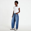 Jean mom cropped denim double stone femme