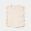 T-shirt sans manches col v brod&eacute; ecru femme