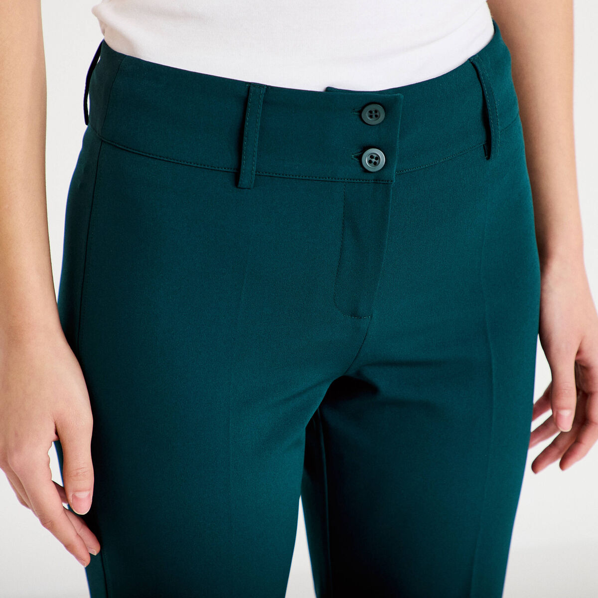 Pantalon flare vert fonc&eacute; femme