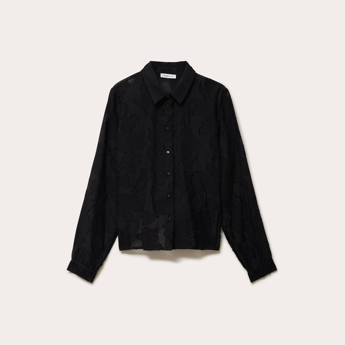 Chemise pliss&eacute;e manches longues noir femme