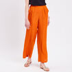 Pantalon city large satin orange femme