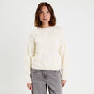Pull fleurs en relief ecru femme