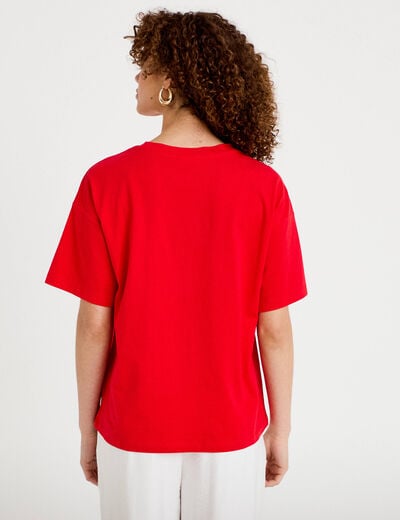 T-shirt oversize manches courtes rouge femme