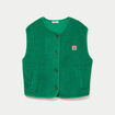 Veste sans manches fausse fourrure vert fonc&eacute; femme