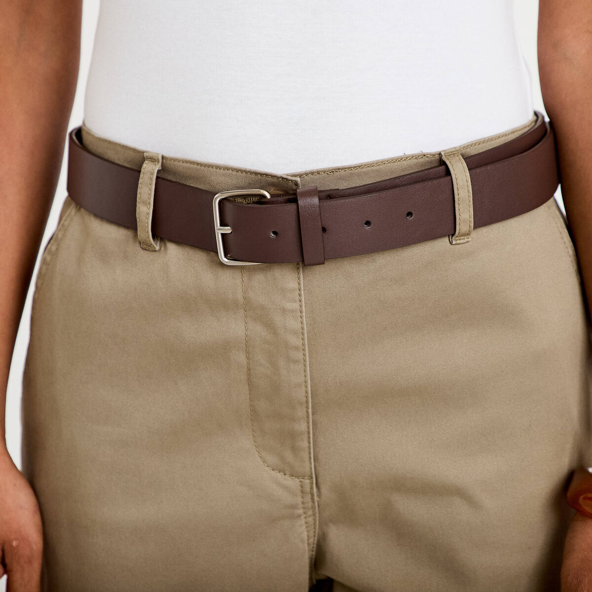 Pantalon chino avec ceinture amovible gris femme