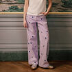 Jean wide leg brod&eacute; Bridgerton mauve femme