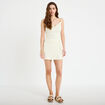 Jupe-short &eacute;vas&eacute;e en maille ecru femme