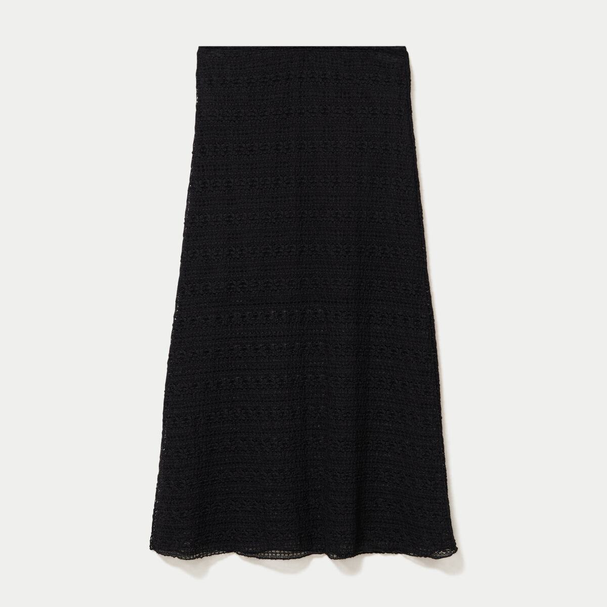 Jupe longue droite en dentelle noir femme