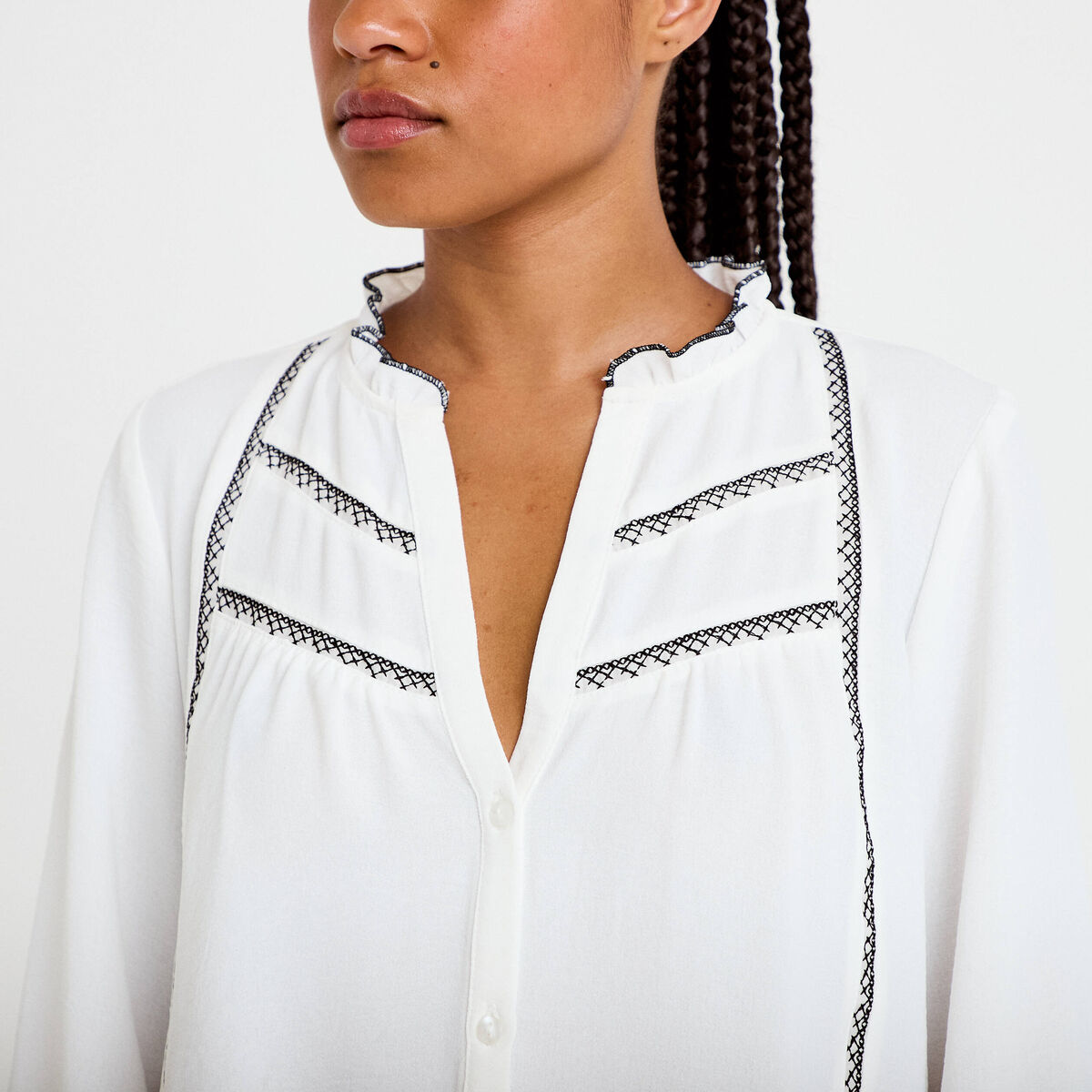 Blouse manches longues ecru femme