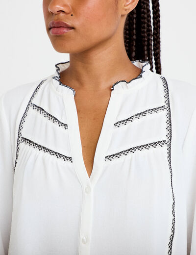 Blouse manches longues ecru femme