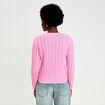 Pull torsad&eacute; rose femme