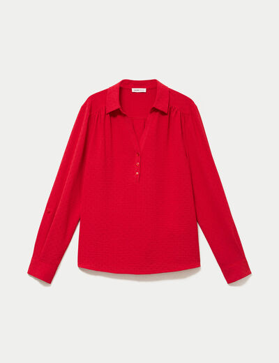 Blouse droite manches longues rouge femme