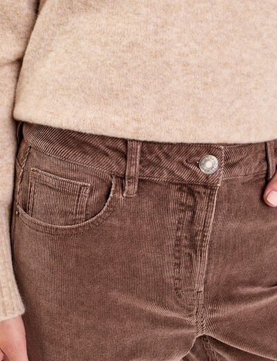 Pantalon droit en velours jaune femme
