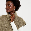 Veste sans manches col montant vert kaki femme