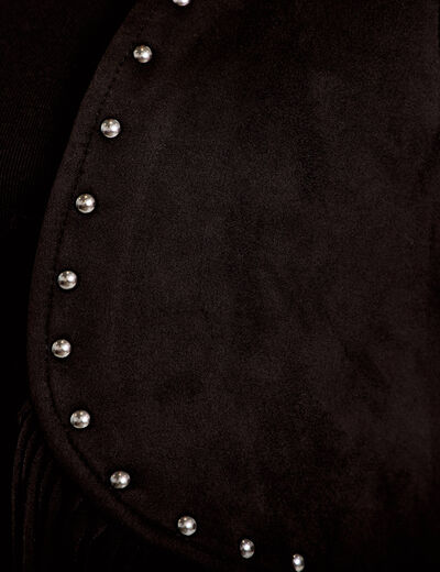 Gilet droit sans manches aspect daim noir femme