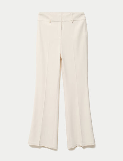 Pantalon bootcut taille standard ecru femme