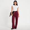 Pantalon large taille haute rouge femme