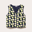 Gilet sans manches &agrave; motif effet polaire bleu marine femme