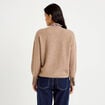 Pull col rond manches longues beige femme