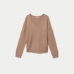 Pull avec col en V taupe femme