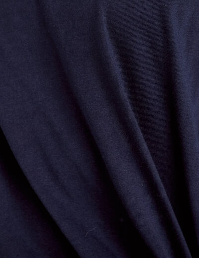 T-shirt &agrave; fronces avec bijou bleu marine femme