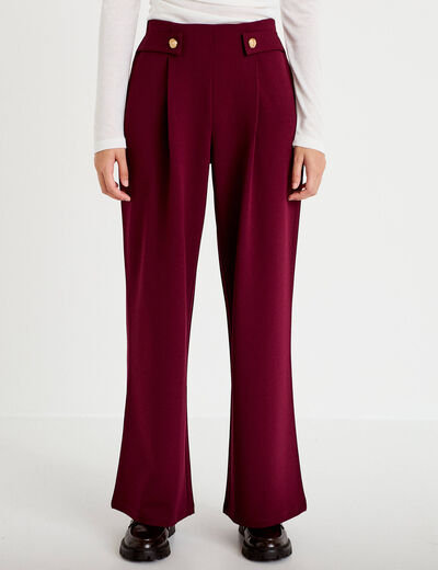 Pantalon large taille standard bordeaux femme