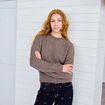 Pull col rond marron fonc&eacute; femme