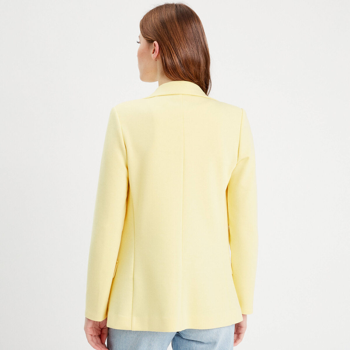 Veste blazer cintr&eacute;e jaune clair femme