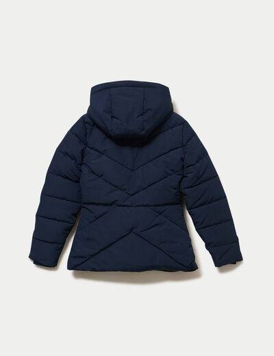 Doudoune cintr&eacute;e &agrave; capuche bleu marine femme