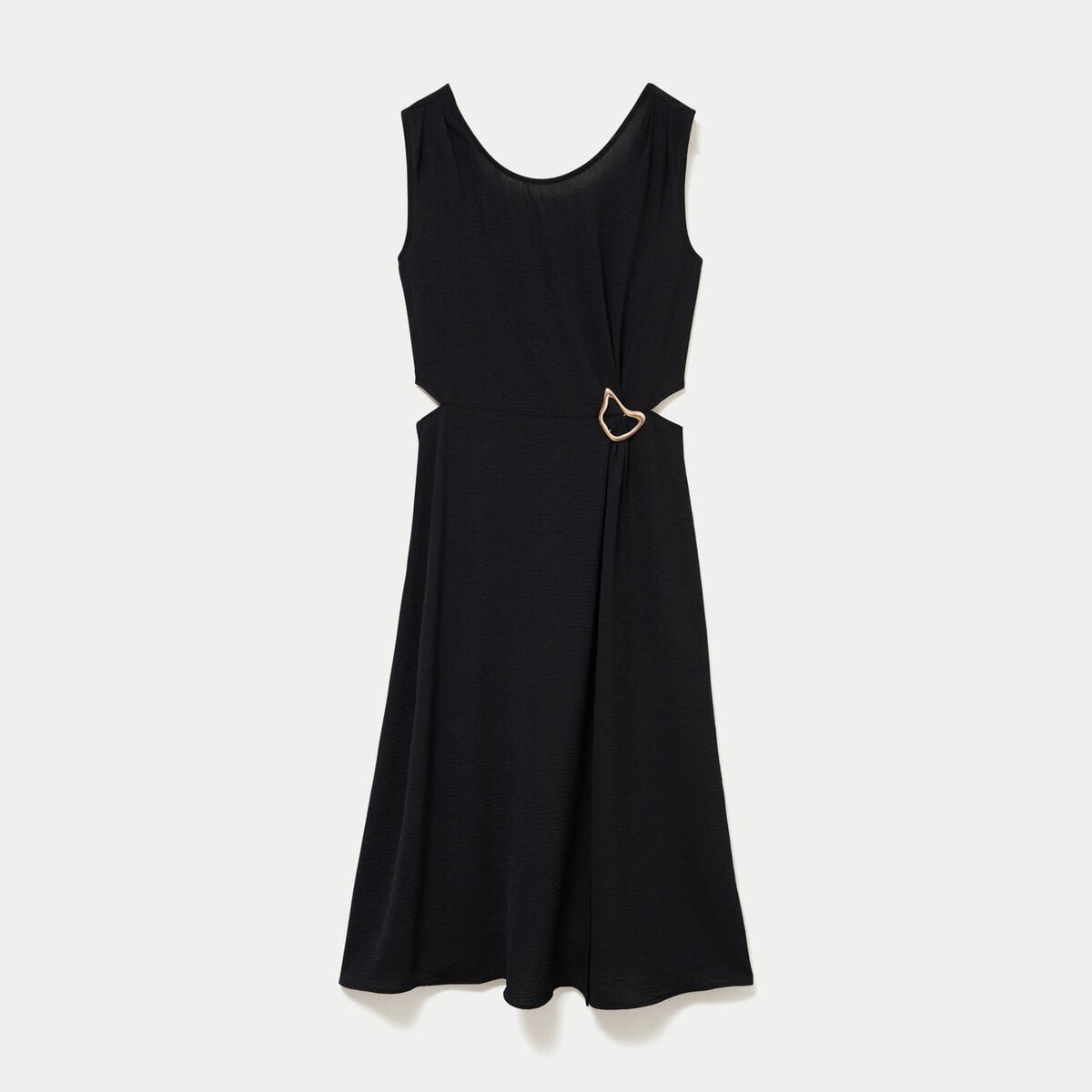 Robe &eacute;vas&eacute;e 3/4 sans manches col rond noir femme