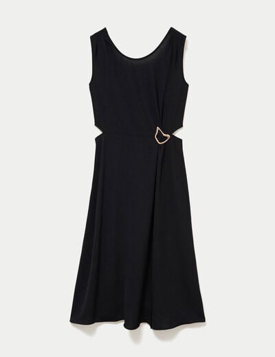 Robe &eacute;vas&eacute;e 3/4 sans manches col rond noir femme