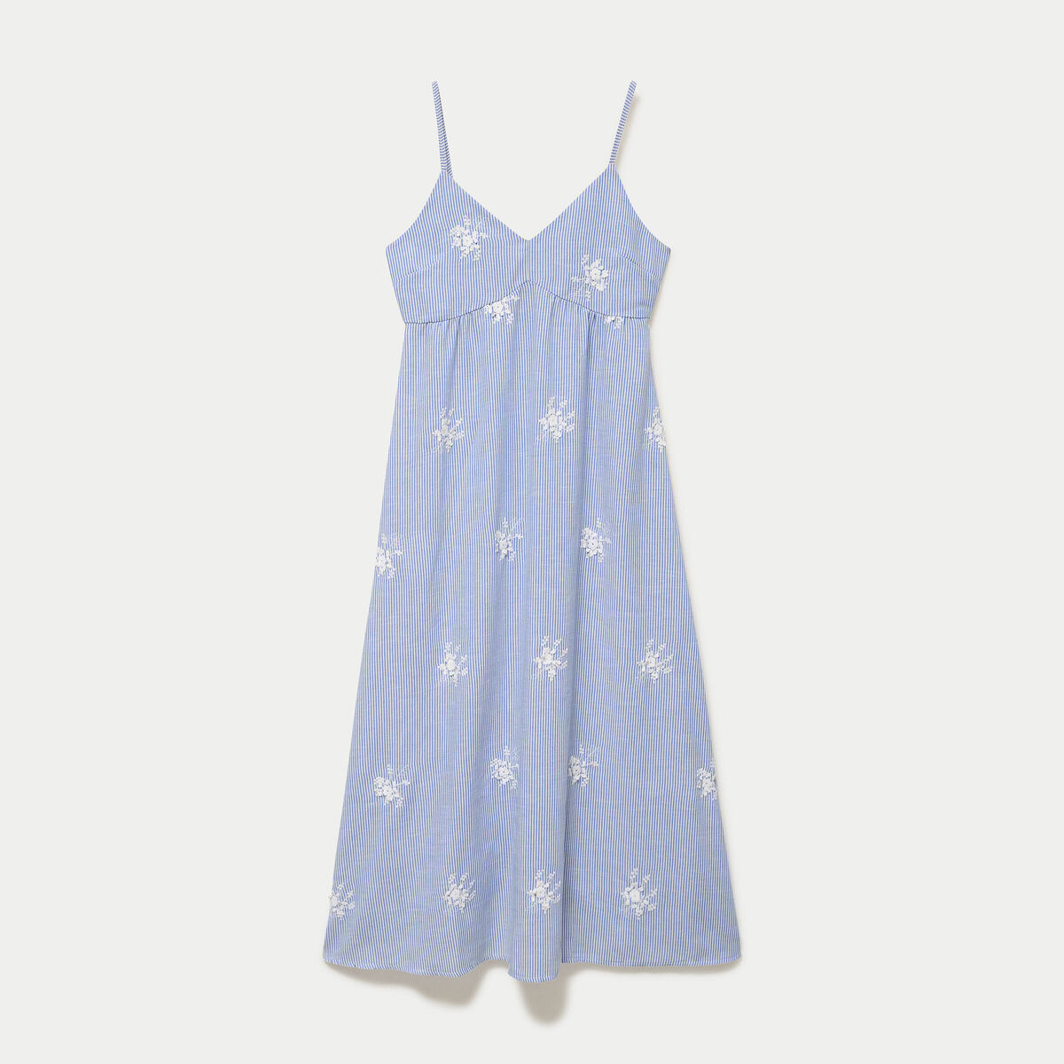 Robe longue &eacute;vas&eacute;e col v bretelles blanc femme