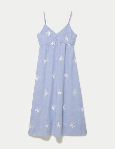 Robe longue &eacute;vas&eacute;e col v bretelles blanc femme