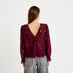 Blouse droite col v en dentelle prune femme