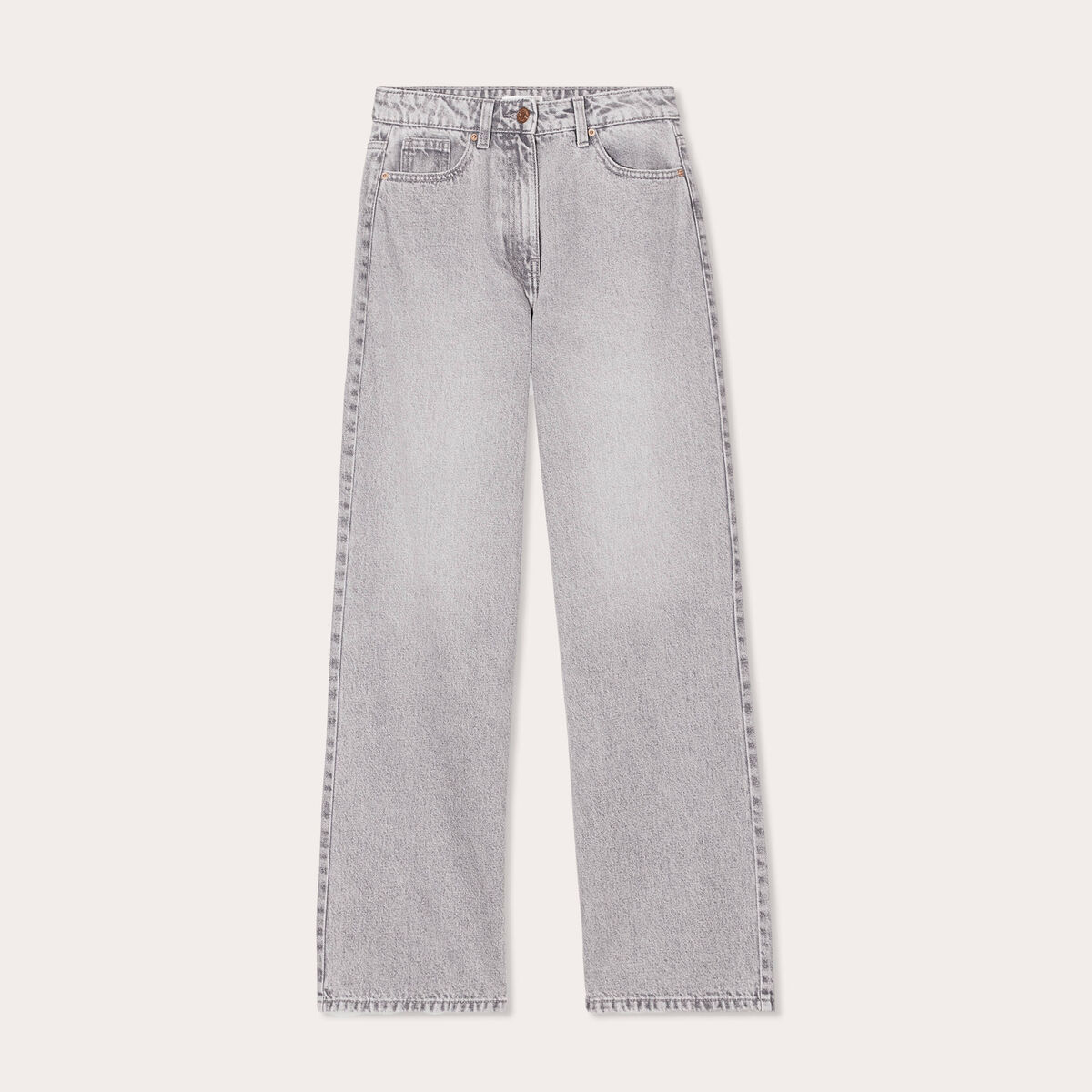 Jean wide leg taille haute Petite denim gris femme