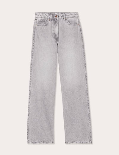 Jean wide leg taille haute Petite denim gris femme