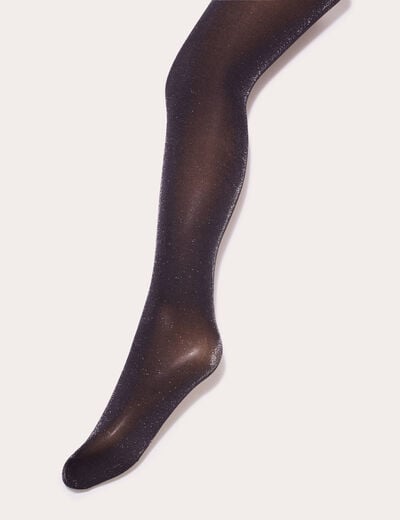 Collants fils m&eacute;tallis&eacute;s noir femme