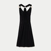 Robe longue droite fines bretelles col v noir femme