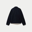 Veste droite col mao manches longues bleu marine femme