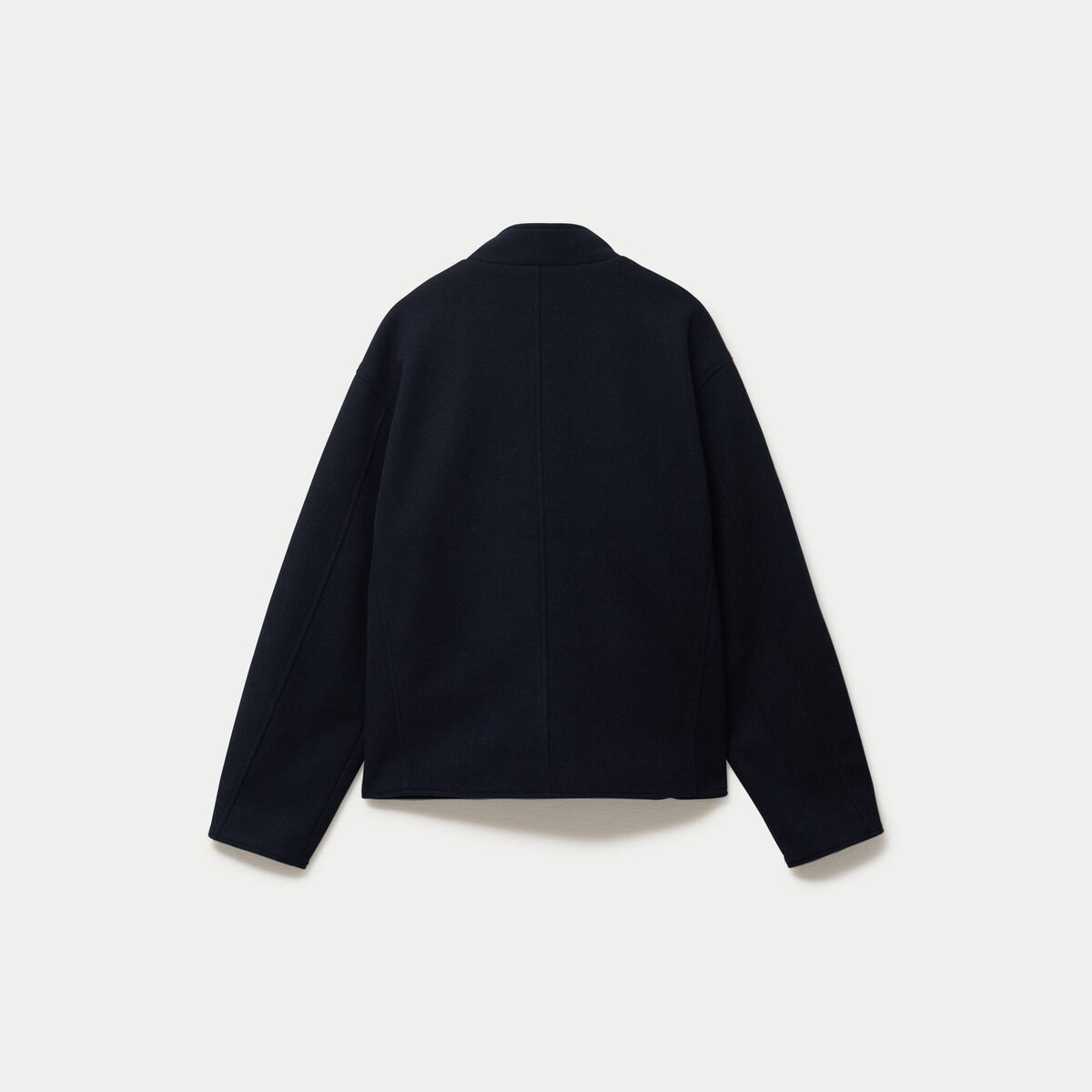 Veste droite col mao manches longues bleu marine femme