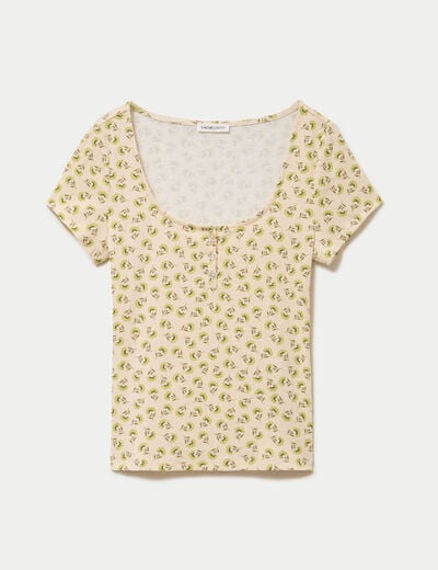 T-shirt ajust&eacute; manches courtes blanc femme