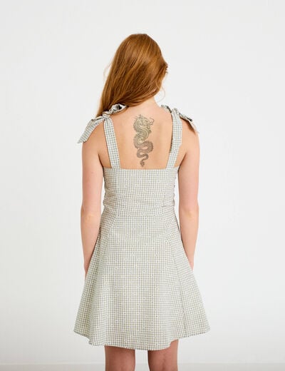 Robe patineuse courte &agrave; fines bretelles gris femme