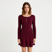 Robe pull patineuse manches longues bordeaux femme