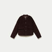 Veste ample manches longues en velours marron fonc&eacute; femme