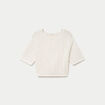 Pull ajour&eacute; aspect dentelle col rond ecru femme