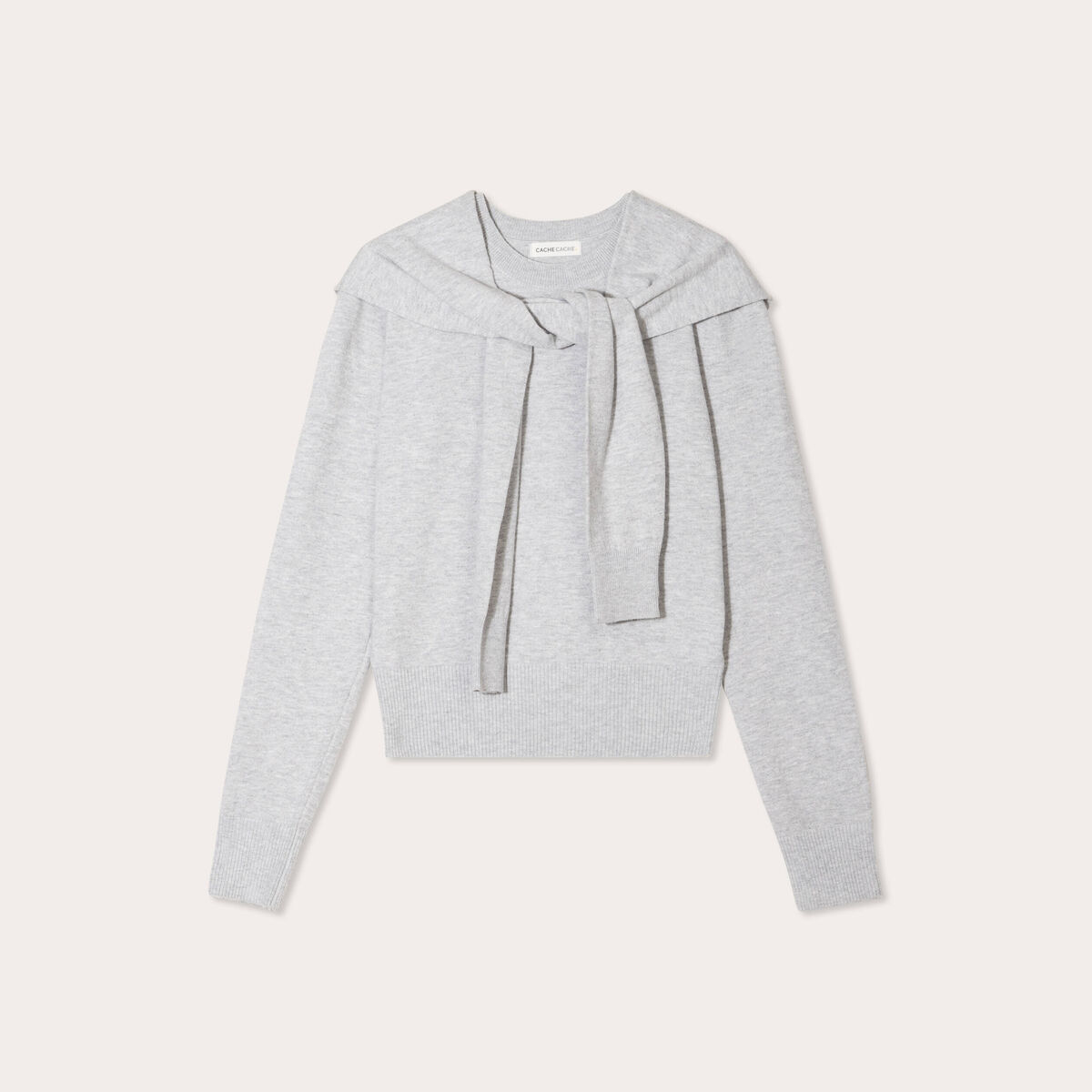 Pull effet 2-en-1 gris fonc&eacute; femme