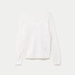 Pull col v manches longues ecru femme