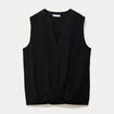 Blouse sans manches col tunisien pliss&eacute; noir femme