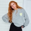 Gilet ample col rond manches longues gris clair femme