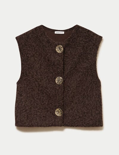 Gilet sans manches effet polaire marron fonc&eacute; femme